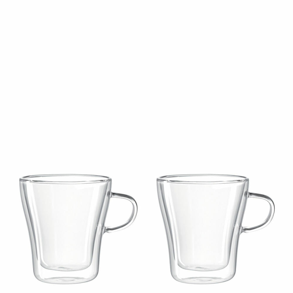Leonardo Duo Henkelbecher Doppelwandig 2er Set, Becher, Handgefertigt, Glas, 180 ml, 14659