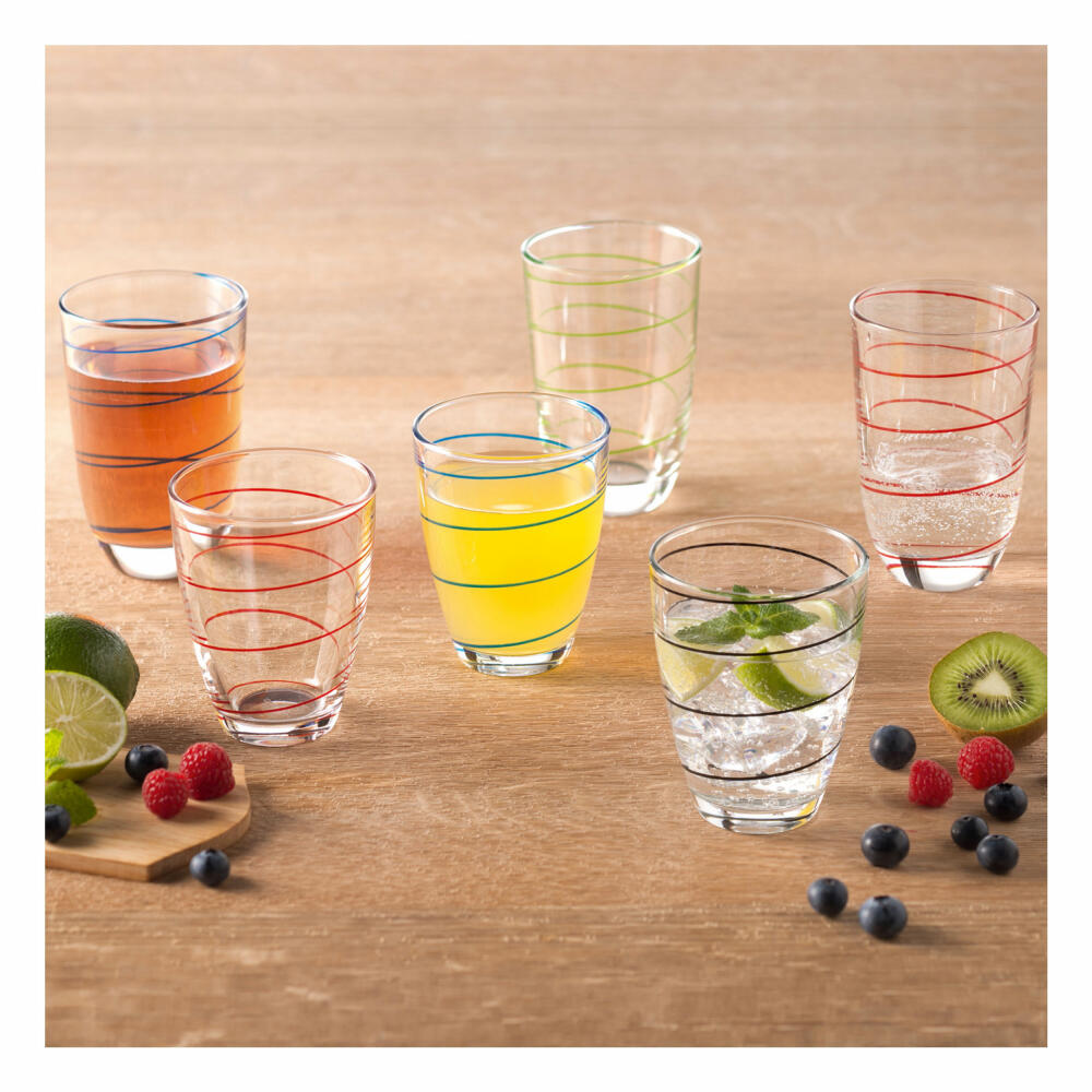 montana: :jolly drinking glass, set of 6, water glass, juice glass, long drink glass, water glass, green, 290 ml, 057346