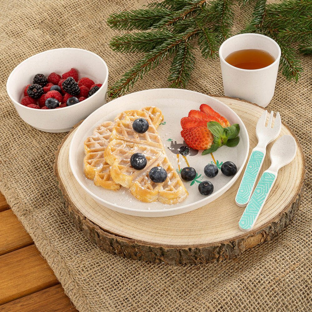 reer Growing Geschirr-Set WildLife, 5-tlg., Kindergeschirr, Teller, Löffel, Gabel, Becher, Schale, 22010