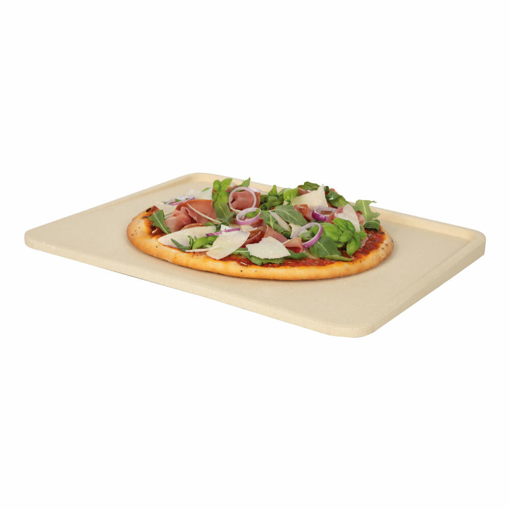 Boska Pizza Stein Deluxe Rechteckig, Pizzastein, Pizza-Backstein, Pizzaplatte, Cordierit, Crème, 40 x 32 cm, 320511