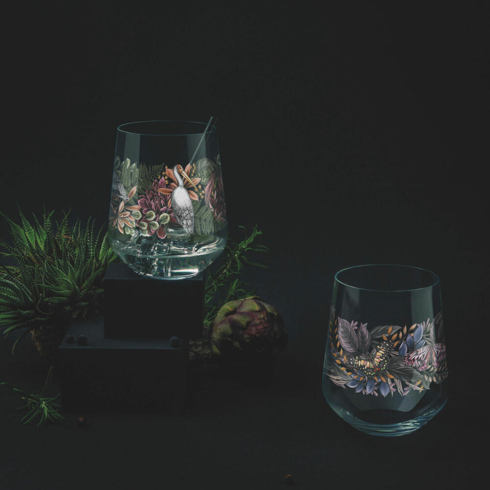 Ritzenhoff Gin-Tumbler Schattenfauna 2er-Set 001, Gin-Becher, Maggie Enterrios, Kristallglas, 710 ml, 3701001