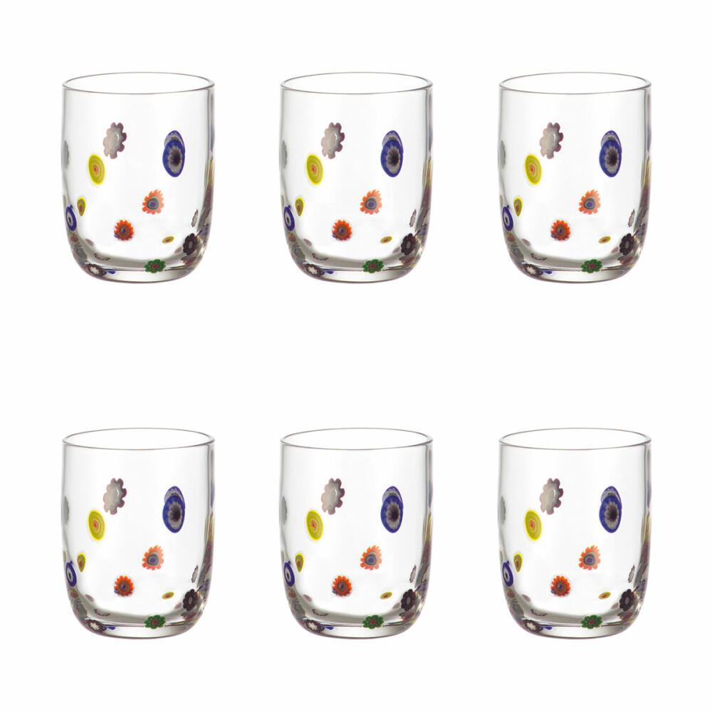 Leonardo Millefiori Mug Small Set of 6, Drinking Glass, Water Glass, Whiskey Glass, Glass Mug, Glass, 450 ml, 17187