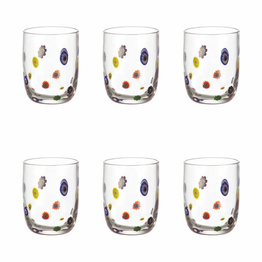 Leonardo Millefiori Mug Small Set of 6, Drinking Glass, Water Glass, Whiskey Glass, Glass Mug, Glass, 450 ml, 17187