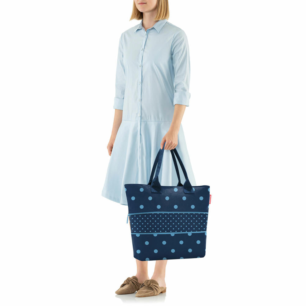 reisenthel shopper e1, shopping bag, carrying bag, bag, polyester fabric, Mixed Dots Blue, 12 L, RJ4080