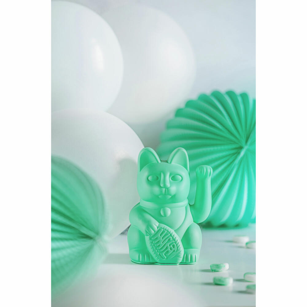 Donkey Products Lucky Cat Maneki Neko, Winkekatze, Glücksbringer, Kunststoff, Mint Green, 15 cm, 330469