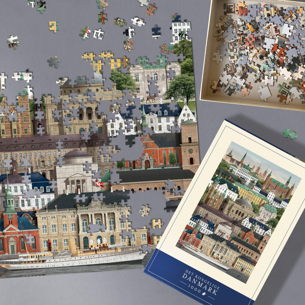 Martin Schwartz Puzzle Das Königliche Dänemark, Städtepuzzle Dänemark, 50 x 70 cm, 1000 Teile, MS0612