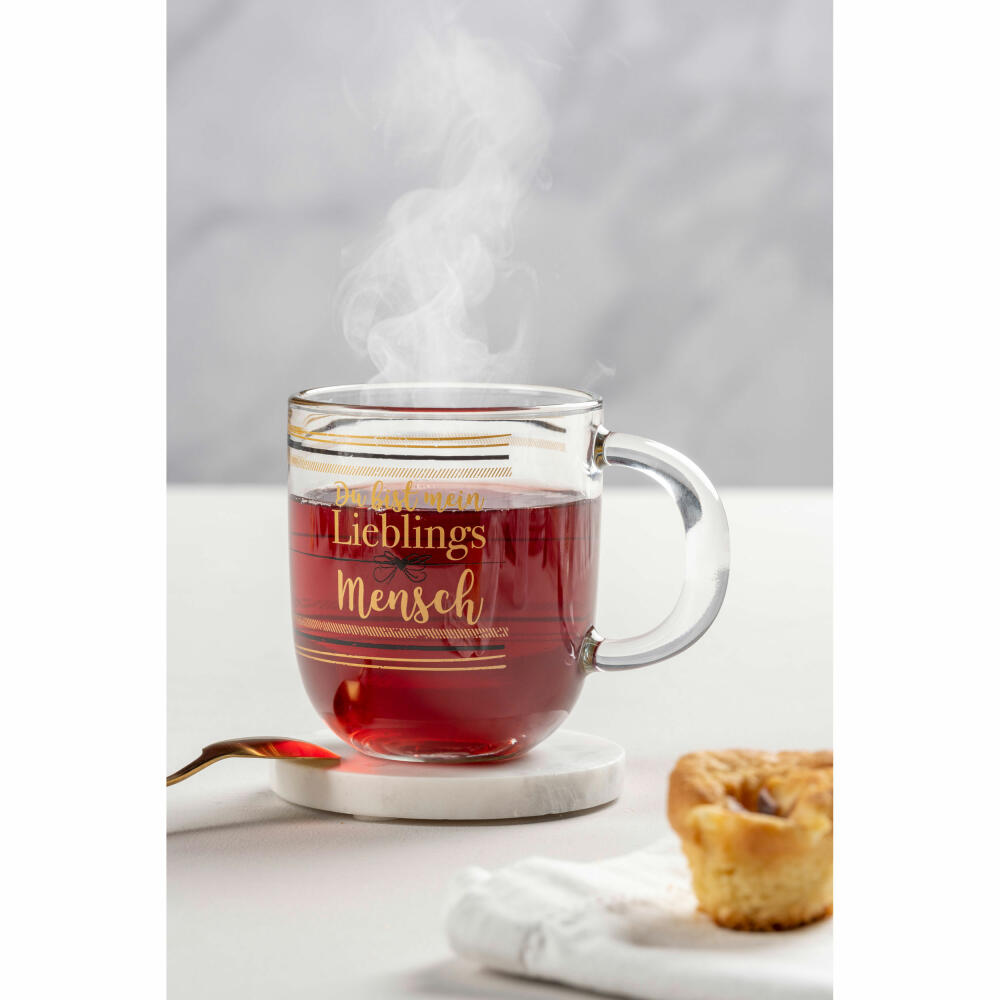 Leonardo cup EMOZIONE favorite person, coffee cup, mug, handle glass, glass, multicolored, 300 ml, 046453