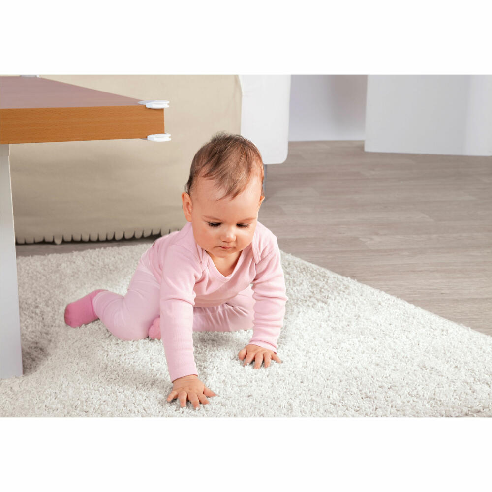 reer Eckenschutz, 4er Set, Ecken Schutz, Stoßschutz, Kindersicherung, Kinder Sicherung, Weiß / Transparent, 82010