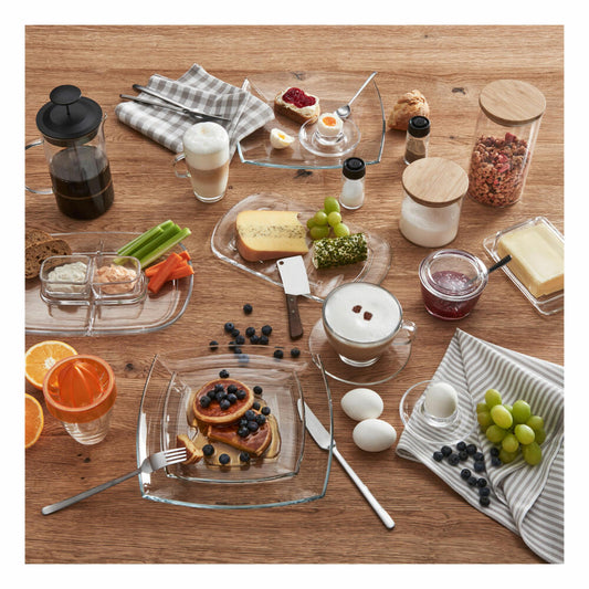 montana: :brunch Kabarett, 6er Set, Seriverplatte, Glasplatte, Dipschale, Schale, Glas, 30 cm x 21 cm, 057217
