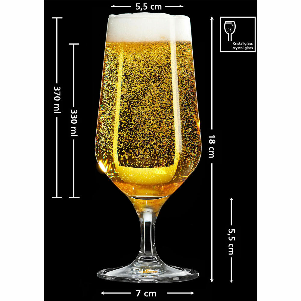 Ritzenhoff &amp; Breker beer glass Mambo set of 4, beer tulips, crystal glass, clear, 370 ml, 814606