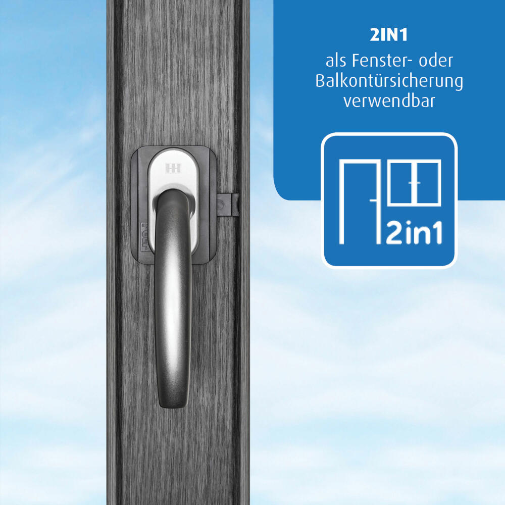 reer WinLock Fenster- und Balkontürsicherung, Fenstersicherung, Kinder Sicherung, Klemmschutz, Anthrazit, 70021