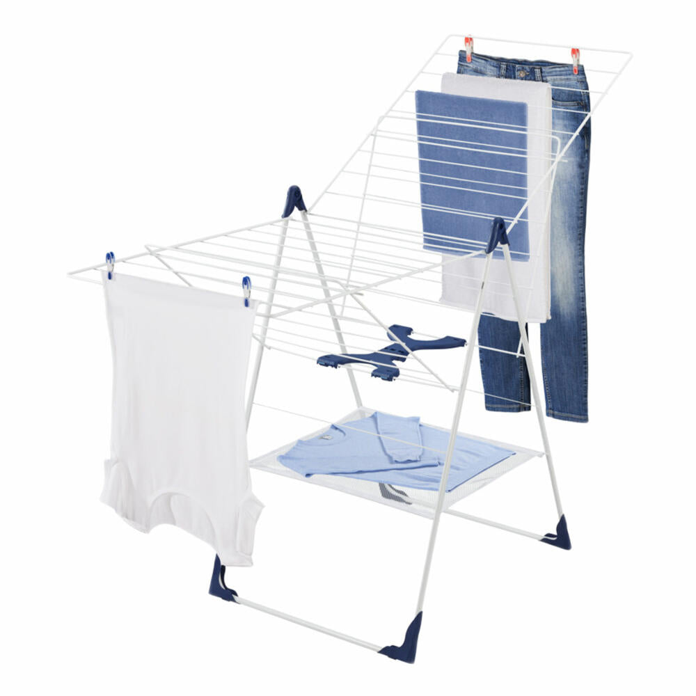 Leifheit Universal Dryer Classic 250 Flex with Laundry Net, Clothes Rack, Tumble Dryer, Standing Dryer, White / Blue, 81409