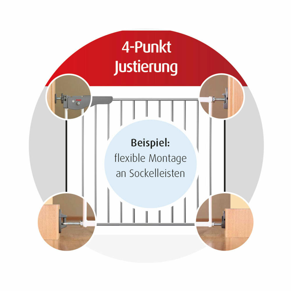 reer S-Gate screw gate, door gate, stair gate, stair safety gate, safety gate, Active-Lock, for screwing, metal, width 73 - 110 cm, 46115