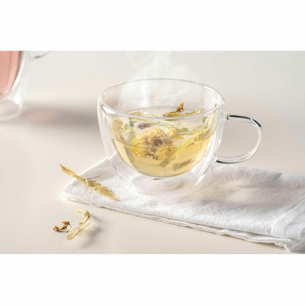 Leonardo Teacups Duo, set of 2, tea cup, coffee, double-walled, borosilicate glass, clear, 360 ml, 053064