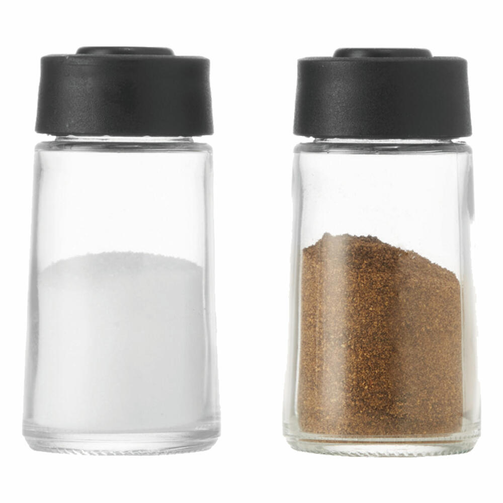 montana: :kitchen salt &amp; pepper shaker set, 2-piece, salt shaker, pepper shaker, spice shaker, glass, H 9.5 cm, 057277