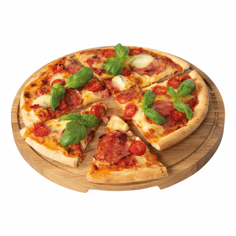 Boska Pizzabrett Friends L, Servierbrett, Pizzatablett, Pizzateller, Europäisches Eichenholz, Braun, 34 cm, 320532