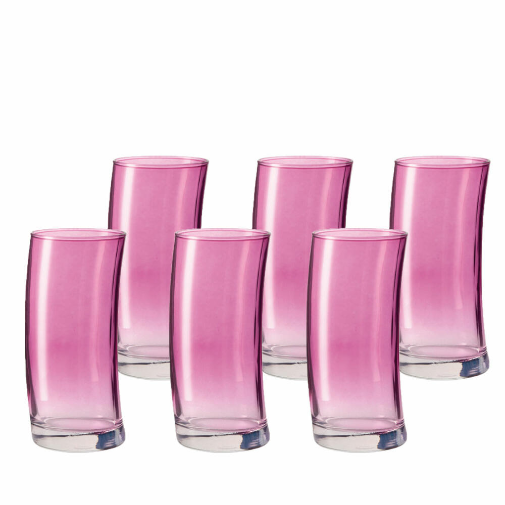 Leonardo Swing Longdrinkglas 6er Set, Cocktailglas, Becher, Cocktail, Glas, Viola, 350 ml, 14778