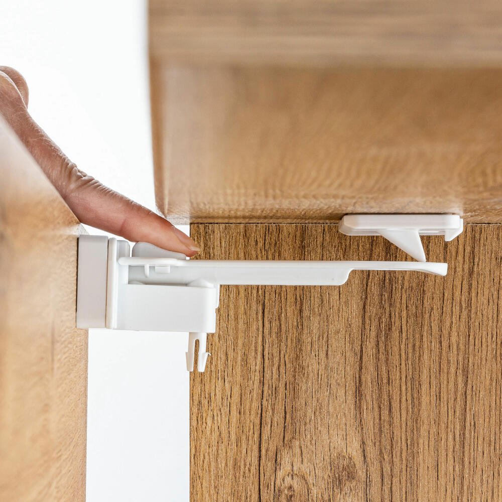 reer cutlery drawer lock, set of 2, drawer lock, child safety lock, child safety lock, white, 71090