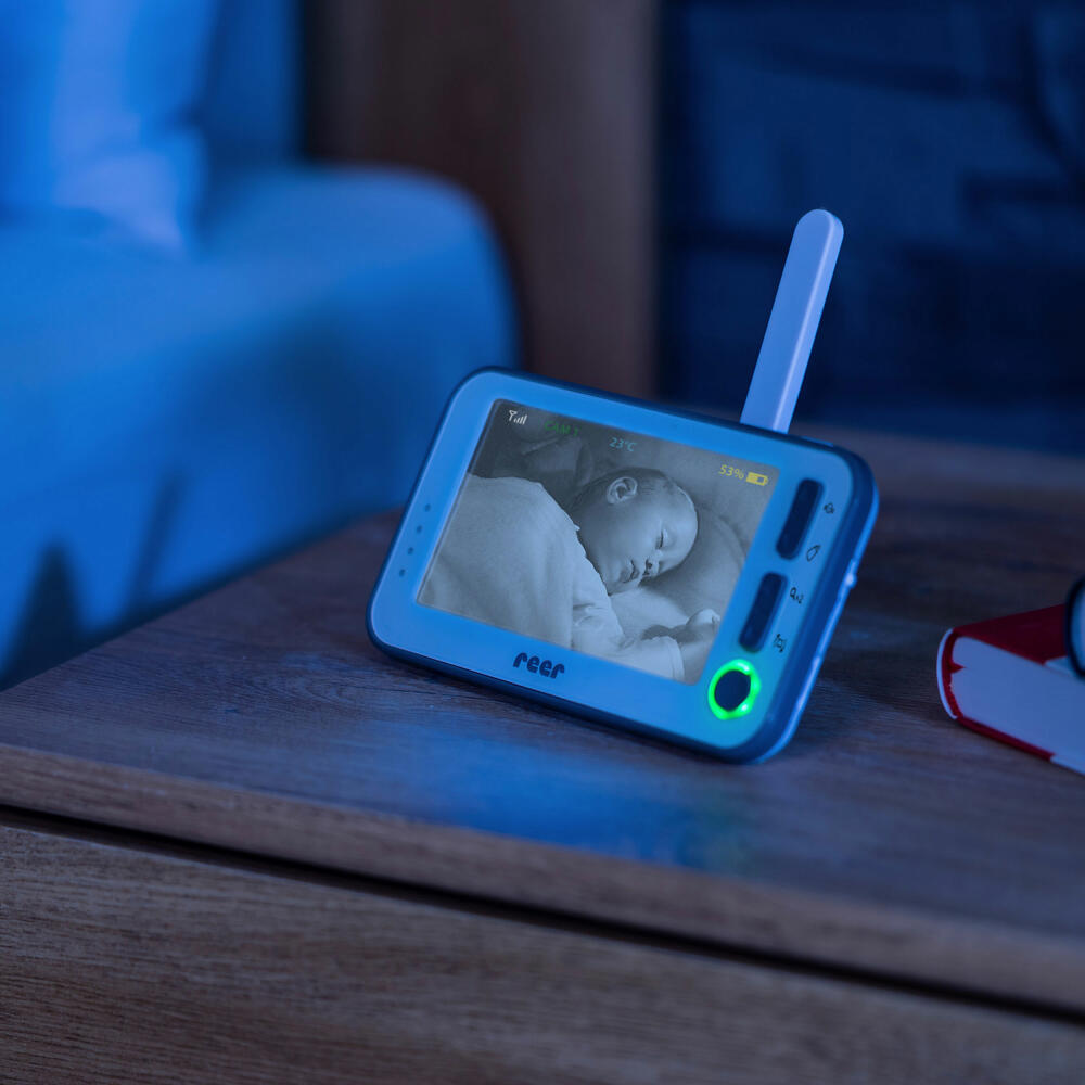 reer BabyCam L, Video Babyphone, Babyfon, Kamera, Farbbildschirm, Reichweite bis 300 m, 80430