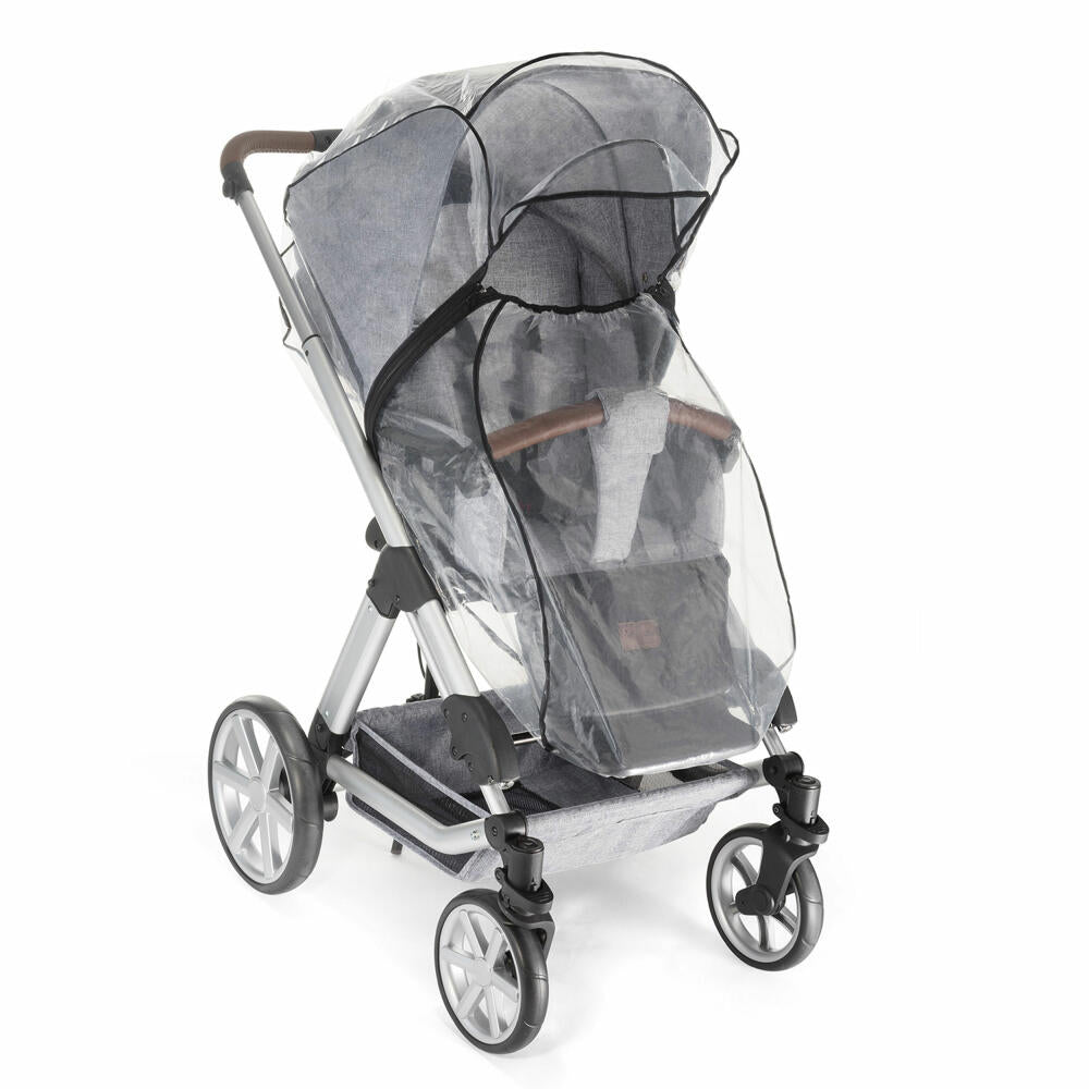 reer RainCover Classic+ Regenschutz für Kombi-Kinderwagen mit Reißverschluss, Regenverdeck, Regenhaube, 84069