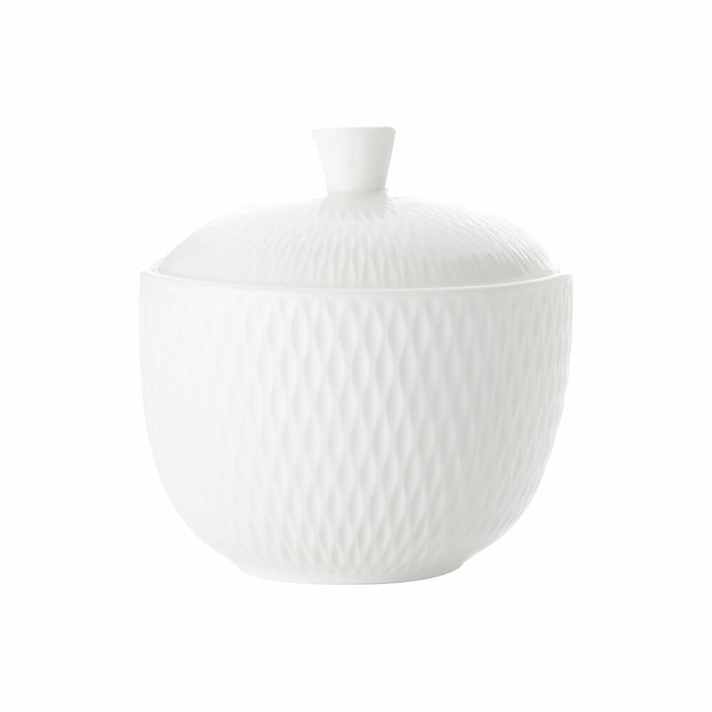 Maxwell & Williams Diamonds Zuckerdose Rund, Zucker Dose, Zuckerbehälter, Hartporzellan, Weiß, Ø 9.5 cm, DV0066