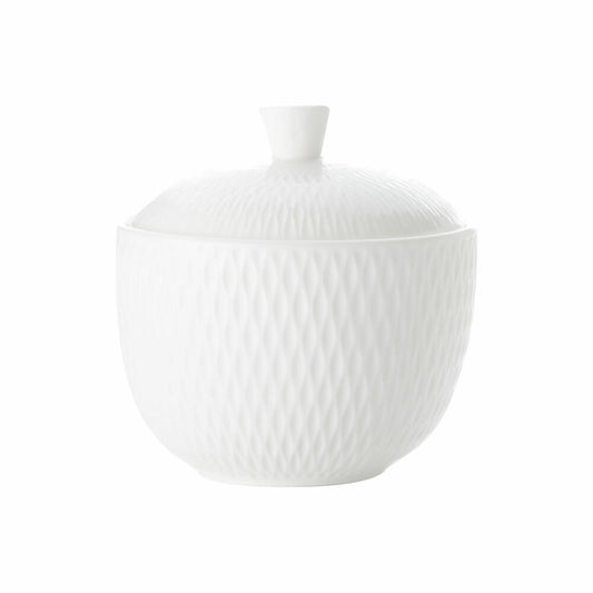 Maxwell & Williams Diamonds Zuckerdose Rund, Zucker Dose, Zuckerbehälter, Hartporzellan, Weiß, Ø 9.5 cm, DV0066