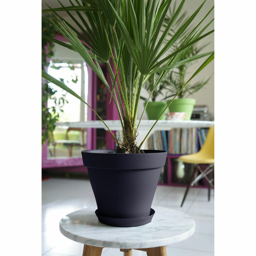 Poétic Romeo Round, Flowerpot, Flower Pot, Planter, Plastic, Grey-Black, Ø 29 cm, PRO30NV