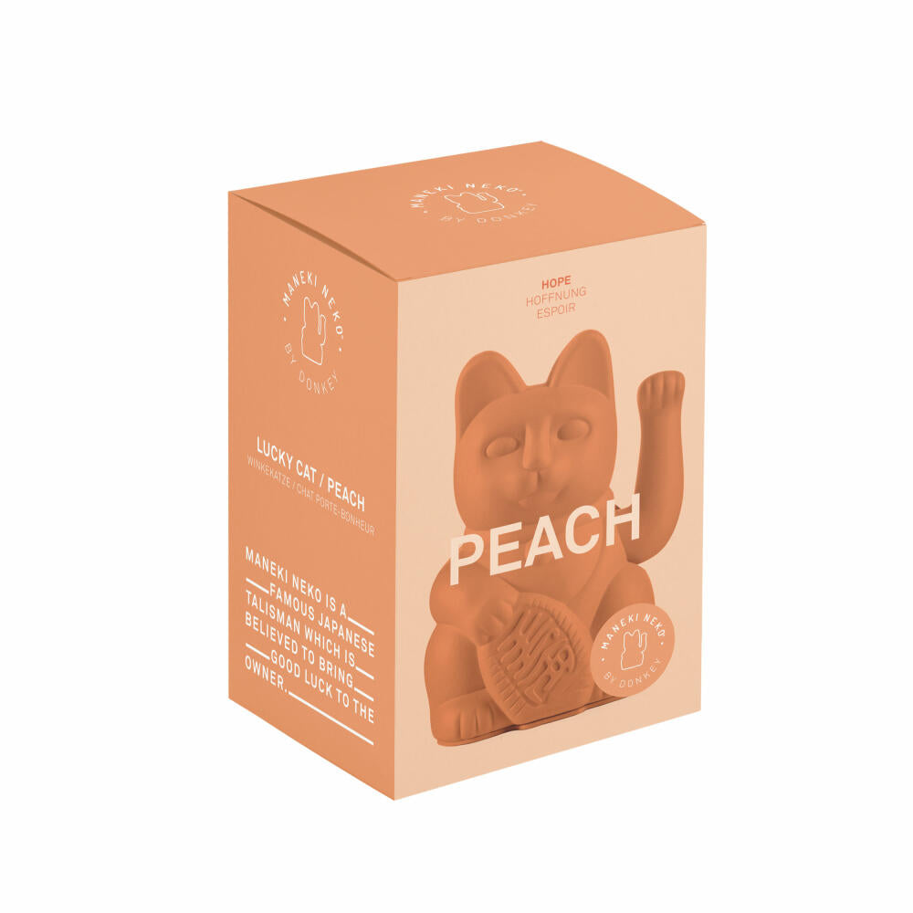 Donkey Products Lucky Cat Maneki Neko, Winkekatze, Glücksbringer, Kunststoff, Peach, 15 cm, 330622