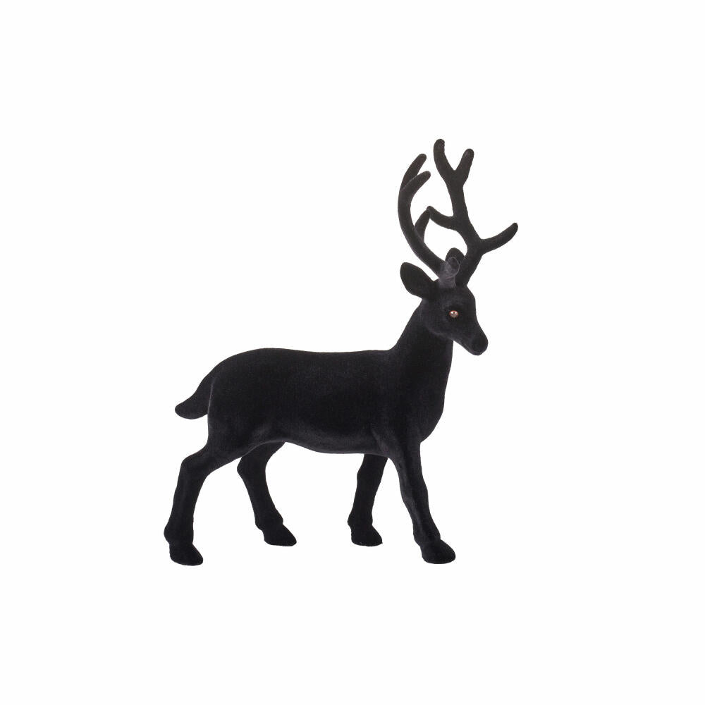Gift Company Solna Hirsch M, Geflockt, Weihnachten, Dekoration, Deko, Kunststoff, Schwarz, H 31.5 cm, 1065504002