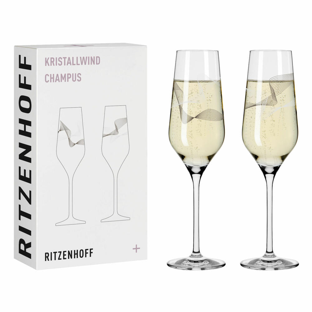 Ritzenhoff Champagnerglas Kristallwind Champagner 2er-Set 002, Sektglas, Romi Bohnenberg, Kristallglas, 250 ml, 3711002