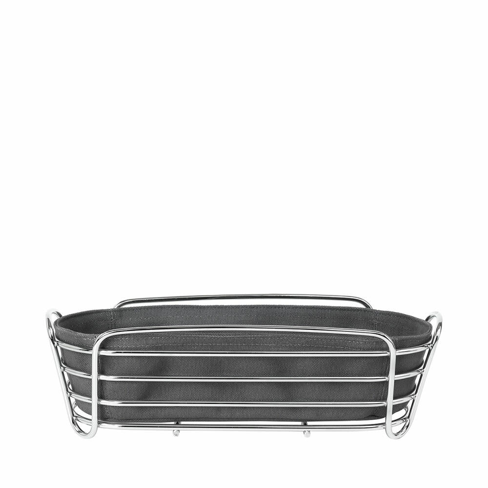 blomus DELARA bread basket, magnet, chrome-plated steel, cotton, H 9 cm, W 14 cm, D 32 cm, 63769