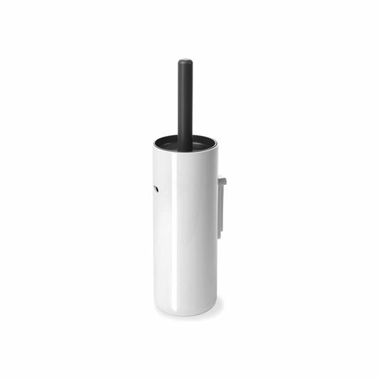 Authentics Lunar Toilet Brush, Wall-Mounted Toilet Brush, Plastic, White, Black Handle, 1201599