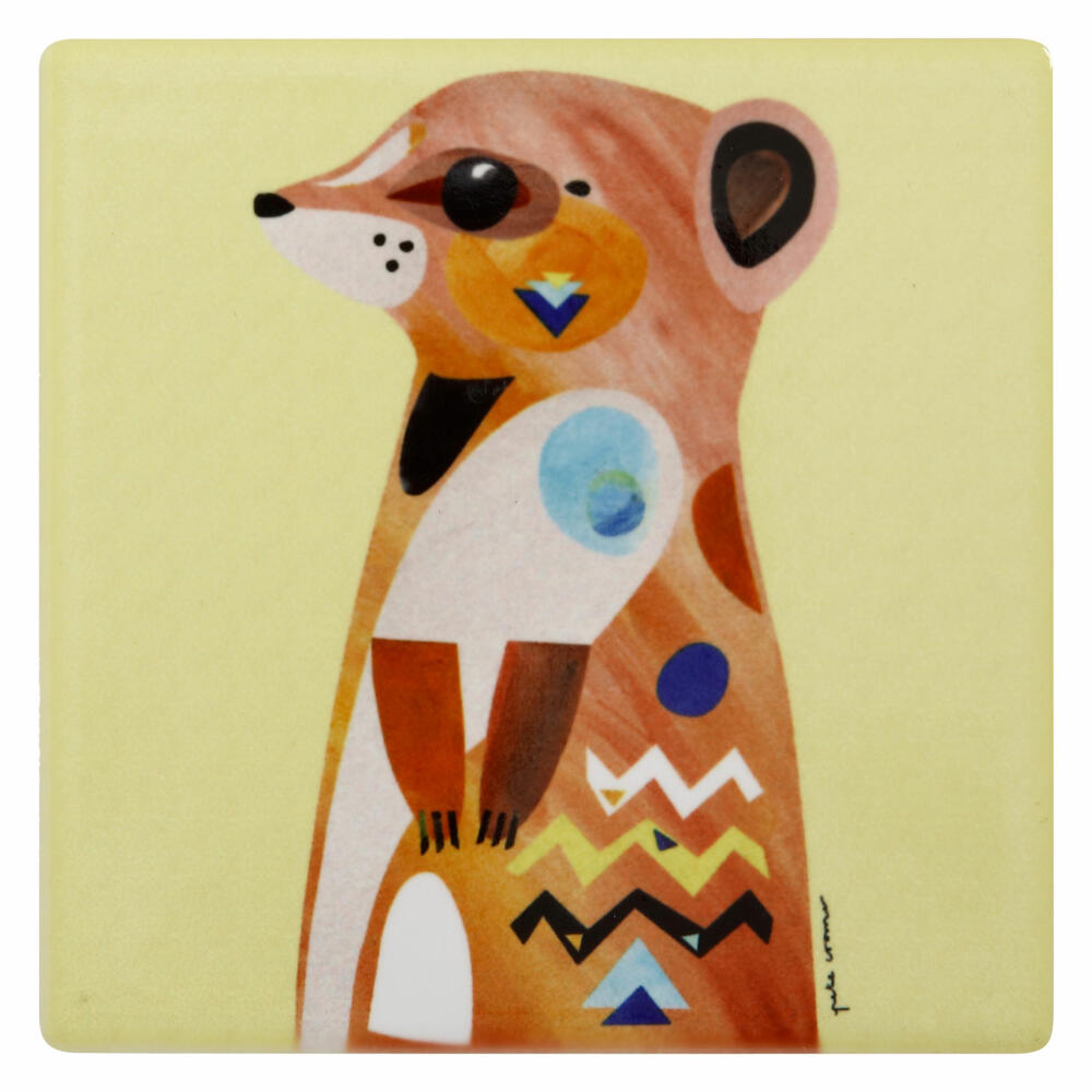 Maxwell &amp; Williams Pete Cromer Coaster Meerkat, Coaster, Ceramic, Cork, Colorful, 9.5 x 9.5 cm, DU0227