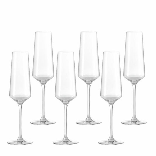 Leonardo Puccini champagne glass set of 6, sparkling wine glass, Teqton, stemmed glass, glass, 220 ml, 14788