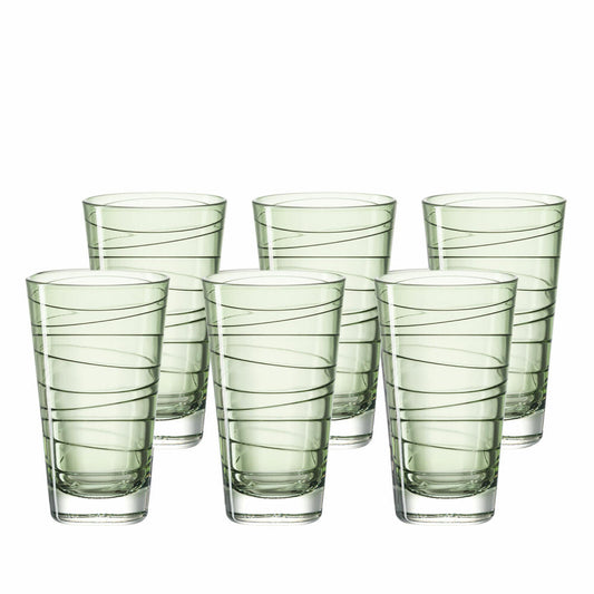 Leonardo Vario Struttura Trinkglas Groß 6er Set, Wasserglas, Saftglas, Glas, Grün, 200 ml, 18237