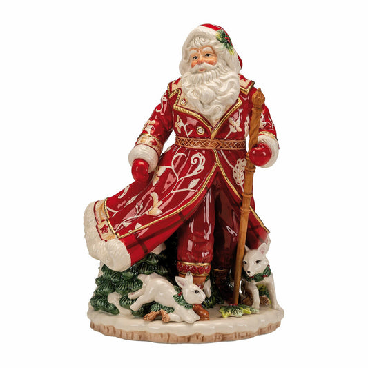 Goebel Figurine Santa with Winter Animals, Fitz and Floyd, Stoneware, Colorful, 33 cm, 51001581