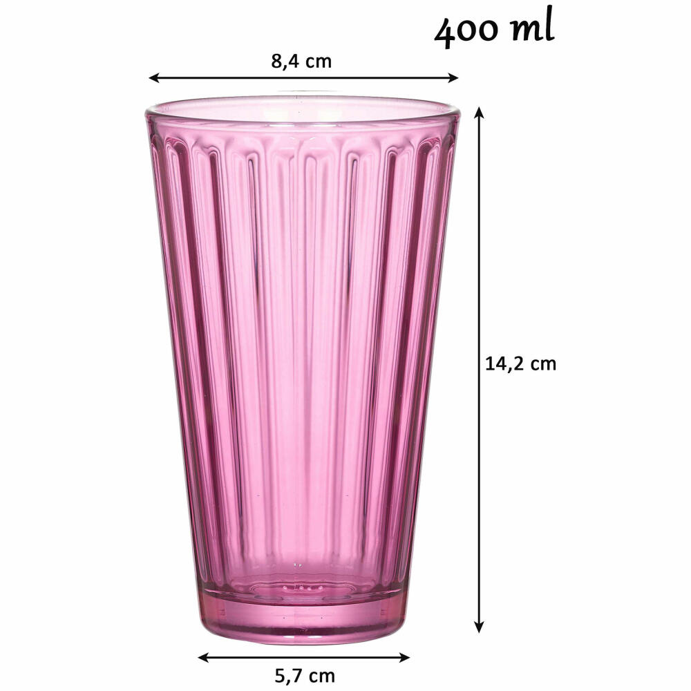 Ritzenhoff & Breker Longdrinkglas Lawe, Becher, Trinkglas, Glas, Berry, 400 ml, 188806