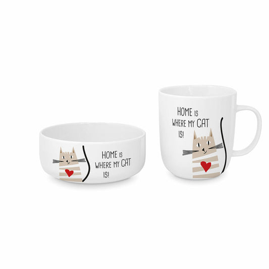PPD Home Cat Set, 2-tlg., Futternapf, Napf, Tasse, Kaffeebecher, New Bone China, 163901691