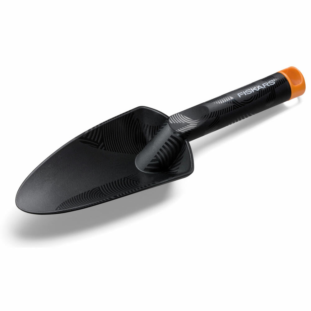 Fiskars Solid Blumenkelle, Blumen Kelle, Gartenschaufel, Gartenzubehör, Kunststoff, Schwarz, 29 cm, 1000694