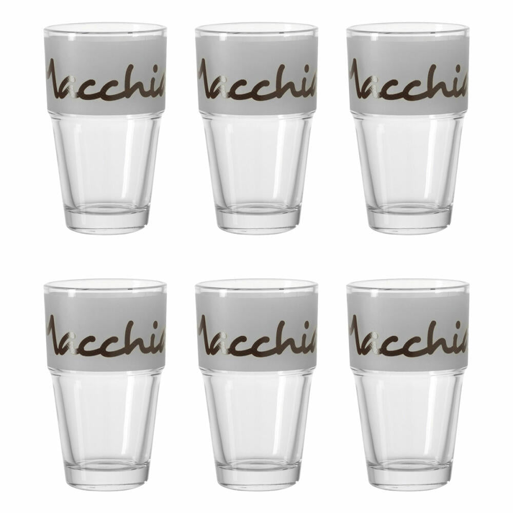 Leonardo Solo Becher Latte Macchiato 6er Set, Kaffeeglas, Kaffee Becher, Cappuccino, Braun, Glas, 400 ml, 17182