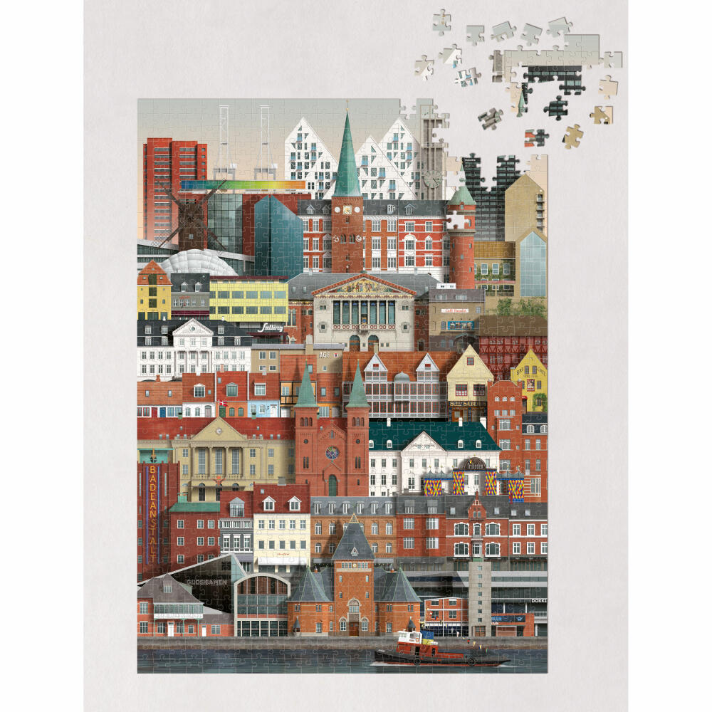 Martin Schwartz Puzzle Aarhus, Städtepuzzle Dänemark, 50 x 70 cm, 1000 Teile, MS0602