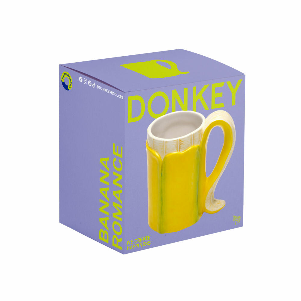 Donkey Products Becher Banana Romance, Tasse, Henkelbecher, Dolomit, Gelb, 11 cm, 210742