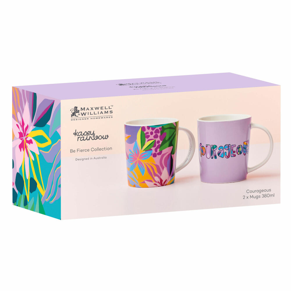 Maxwell & Williams BE FIERCE Becher-Set Courageous, 2er Set, Kaffeebecher, Teetasse, Tasse, in Geschenkbox, Porzellan, 380 ml, DX1282