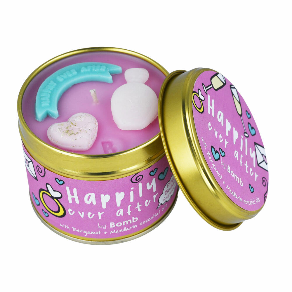 Bomb Cosmetics Scent Stories Scented Candle in Tin Happily Ever After, Tin Candle, Pink, PHAPAFT04