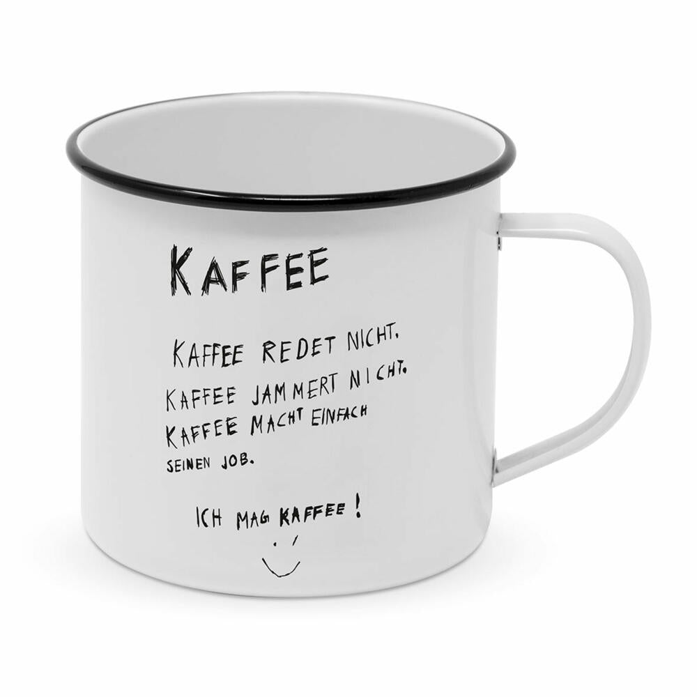 PPD Kaffee redet nicht Happy Metal Mug, Henkelbecher, Kaffeebecher, Becher, Tasse, Metall, 500 ml, 180000581
