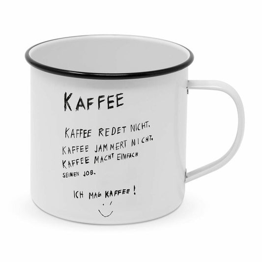 PPD Kaffee redet nicht Happy Metal Mug, Henkelbecher, Kaffeebecher, Becher, Tasse, Metall, 500 ml, 180000581