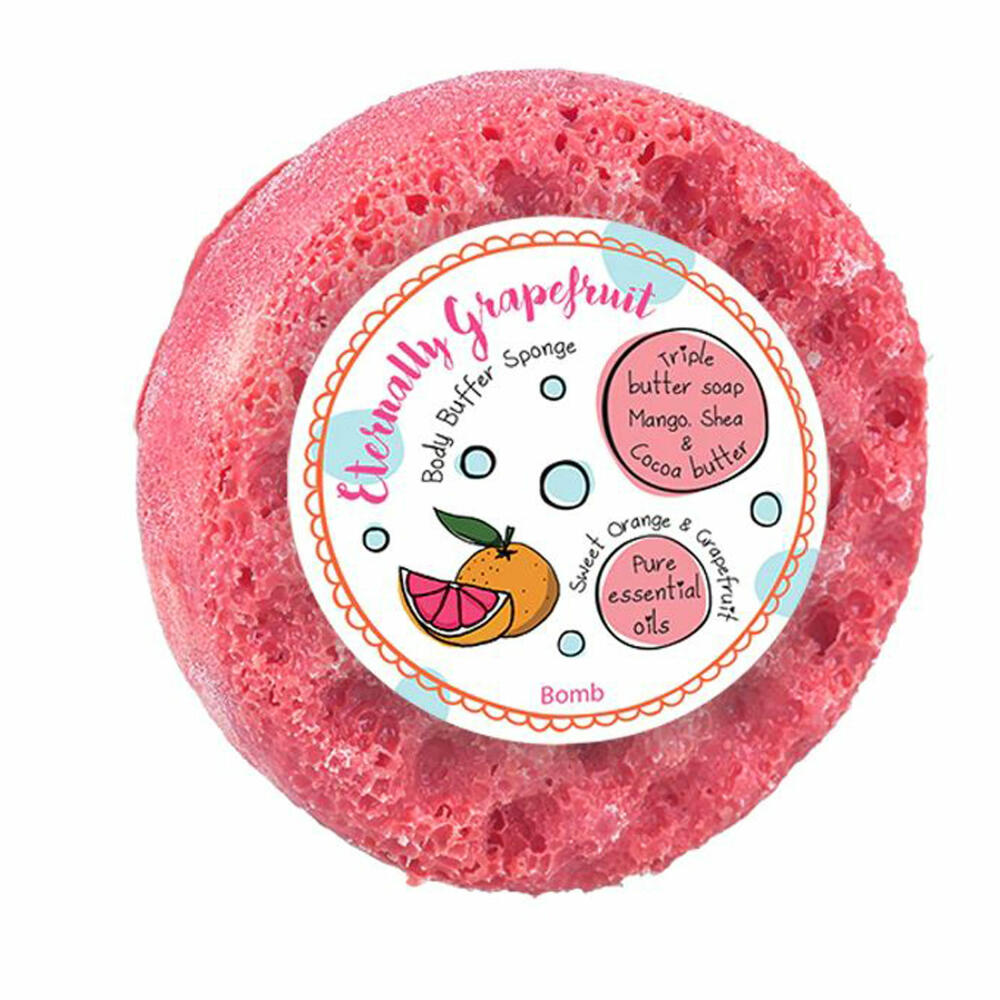 Bomb Cosmetics Body Buffer Shower Sponge Eternally Grapefruit, Soap Sponge, Red Orange, PETEGRA04