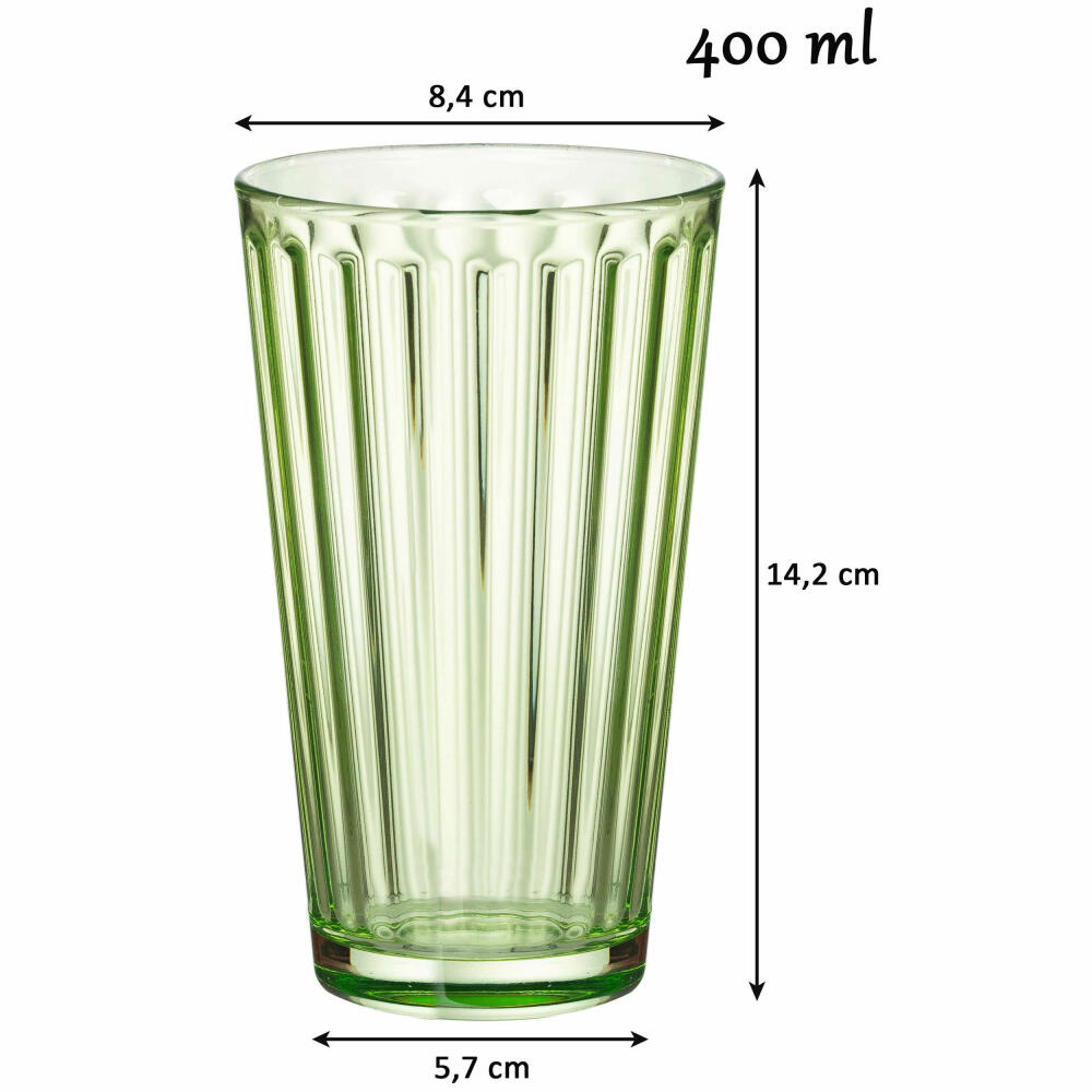 Ritzenhoff & Breker Longdrinkglas Lawe, Becher, Trinkglas, Glas, Grün, 400 ml, 164466