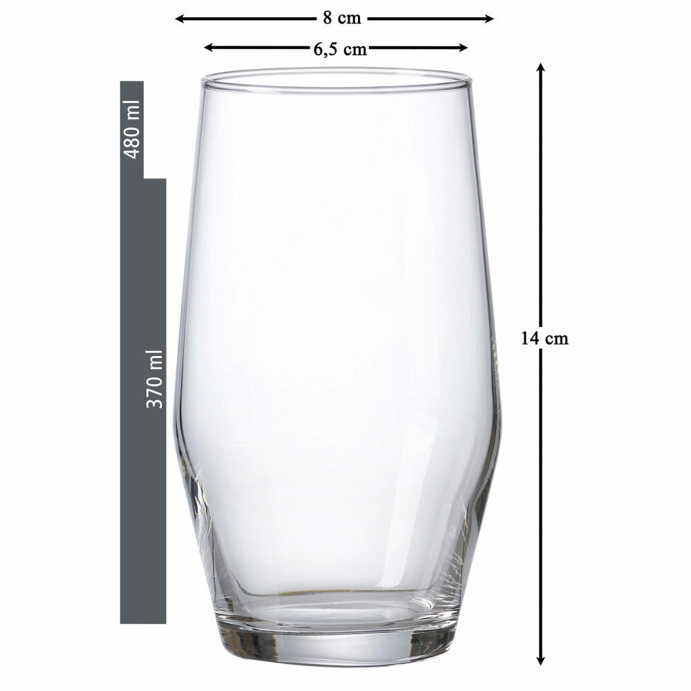 Ritzenhoff & Breker Longdrinkglas Salsa 6er Set, Becher, Glas, Klar, 370 ml, 811292