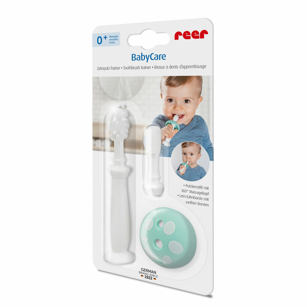 reer BabyCare Toothbrush Trainer, 2-piece, dental care, learning toothbrush, toothbrush, baby, 79253
